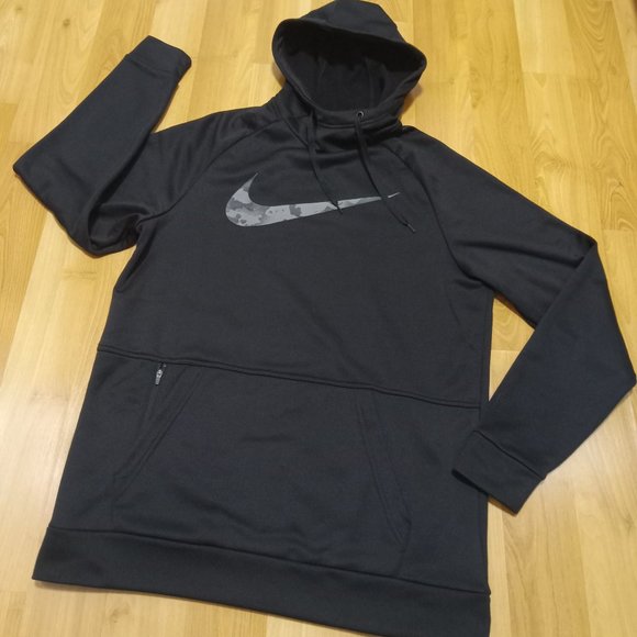 Nike Dri-Fit Men's Standard Fit Black Camo Hoodie w/ Zippered Pocket * Medium * - Picture 1 of 7
